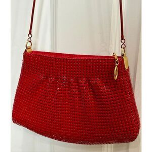 Y&S HANDBAGS - Metal Mesh Crossbody/Clutch in True Red. Great Condition!